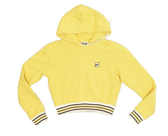 Fila Tops - FILA Yellow Cropped Hoodie Women's Regular Size XS with Striped Cuffs